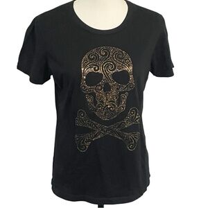 Black Gold Skull Graphic Short Sleeve Tee